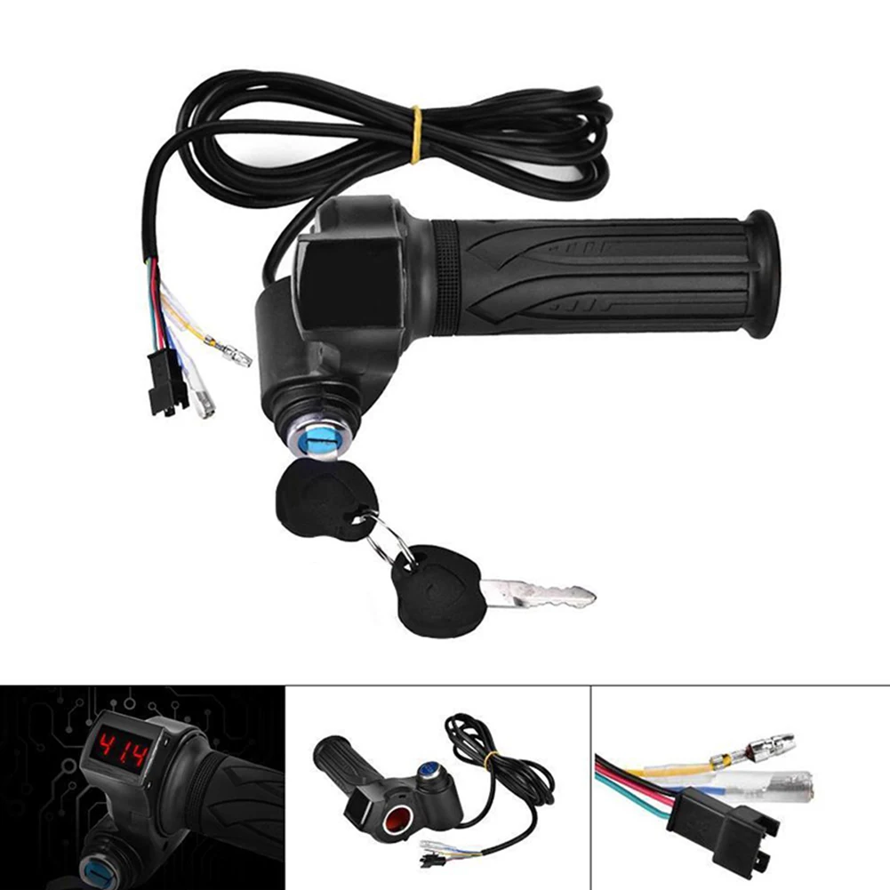 

24/36/48/60/72V LED Digital Meter Electric Bike Scooter Throttle Grip Handlebar Power Switch LED display Bicycle Accessories