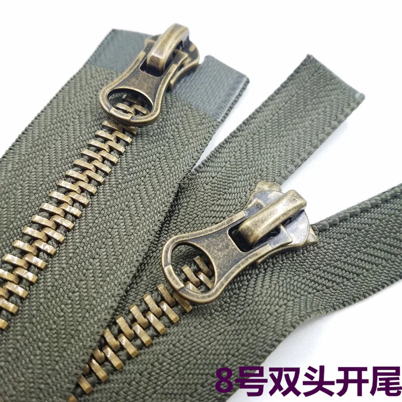 

2 шт./лот винтажные большие металлические застежки-молнии армейский зеленый черный серый застежки двухсторонние сверхпрочные Швейные аксе...