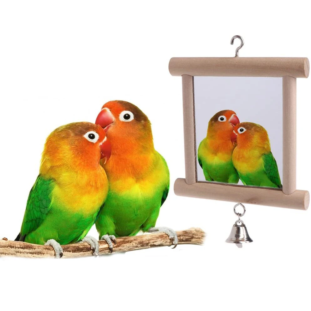 Зеркало для домашних животных с колокольчиком деревянная раскачивающаяся