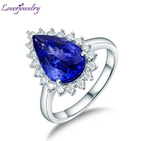 loverjewelry diamonds tanzanite rings anniversary gifts pure 18kt white gold natural blue tanzanite ring for women engagement