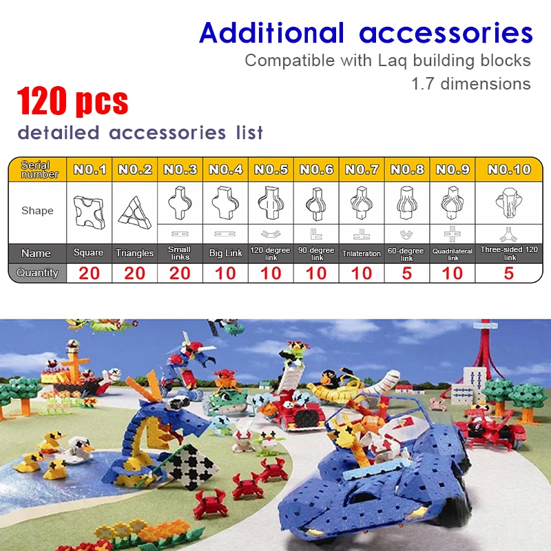 12 Color Compatible Laq add-on Educational Building Block Toys Diy Puzzle Game 120 pieces | Игрушки и хобби