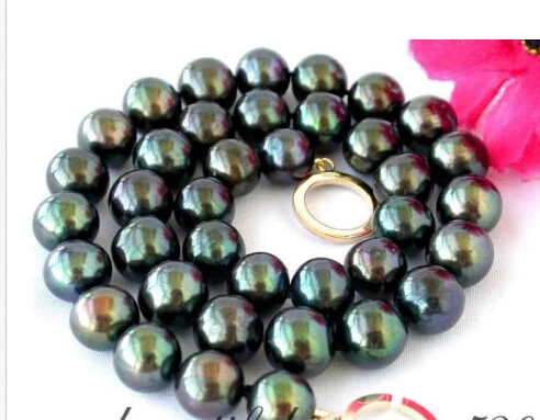 

FREE SHIPPING 9-10mm Tahitian black fw pearl necklace
