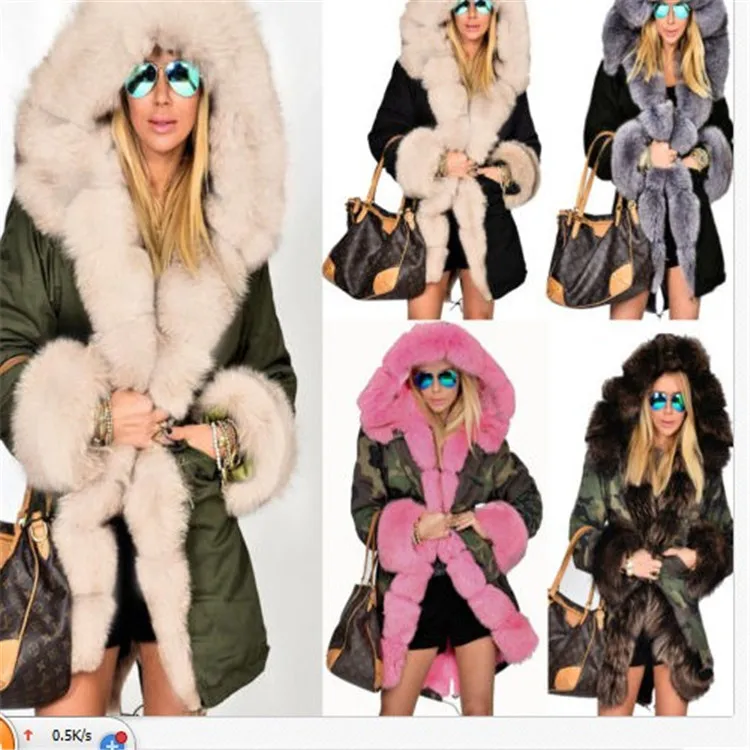 

Slim warm women's outer long hooded coat cotton coat winter coat women women winter coat wool 2021 long faux fur coat za