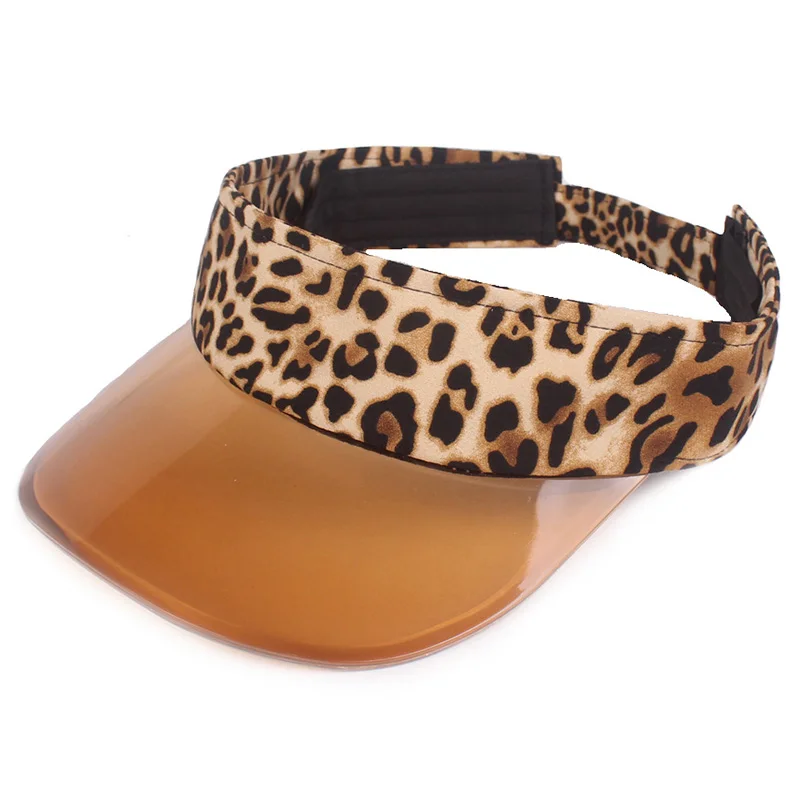 Ladies Leopard Print Summer Sun Protection Hat Outdoor Visor Plastic Empty Top Anti-UV Cap Riding Vacation C | Спорт и развлечения