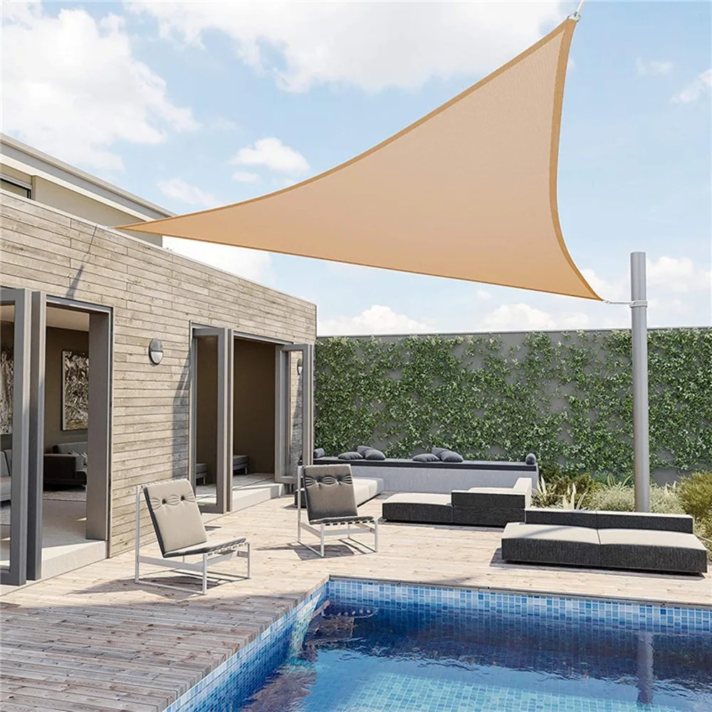 

Outdoor Awnings Waterproof Sun Shelter Sun Shade Sail Triangle Sand Lawn Pool Top Outdoor Canopy Tent With Ropes 10x10x10FT