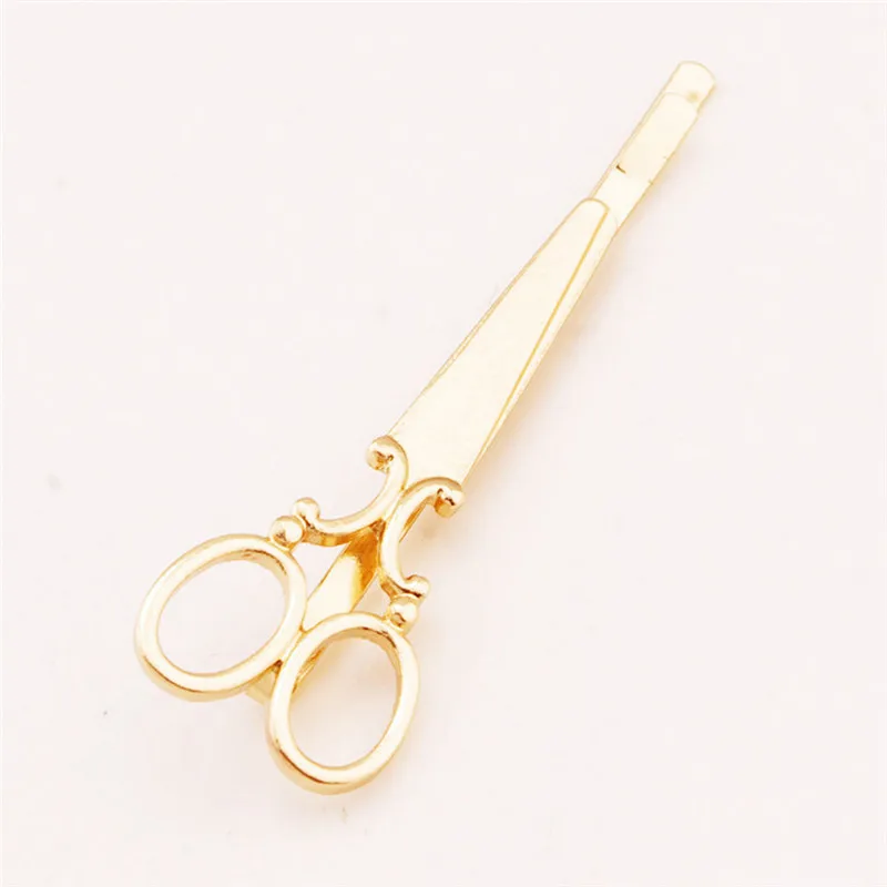 1/2 шт. корейские креативные заколки для волос забавные золотые ножницы в форме