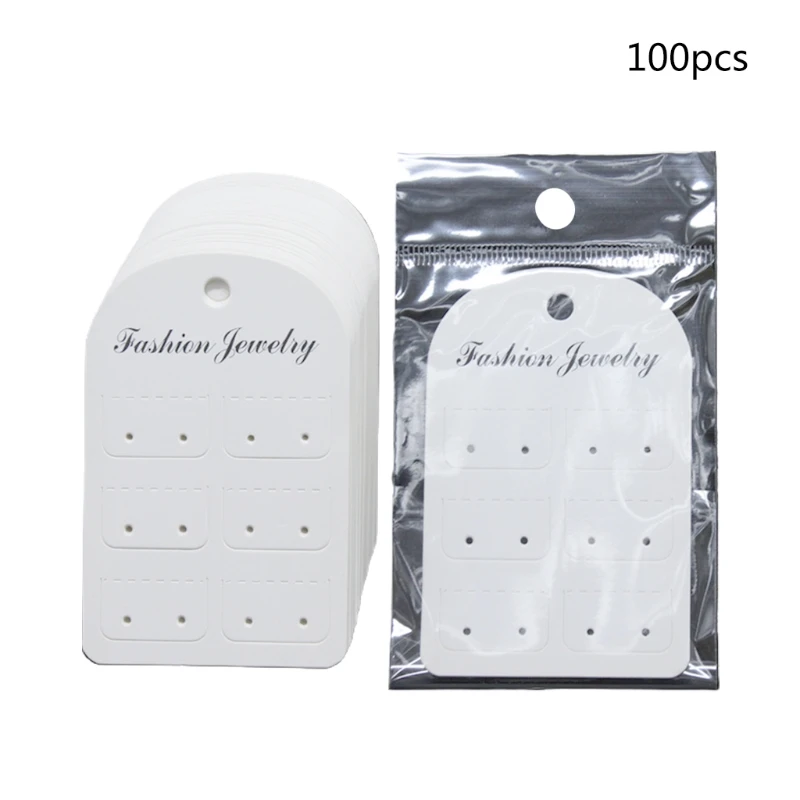 

100PCS/Set Earring Cards for Jewelry Display 6 Pairs Earing Pre-cut Holes for Selling Bulk Cardboard Holder for Hanging