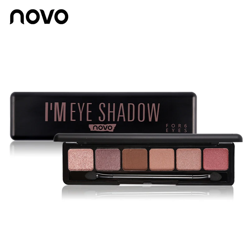 Палитра алмазных теней для век NOVO 6 цветов винно красные матовые тени макияжа
