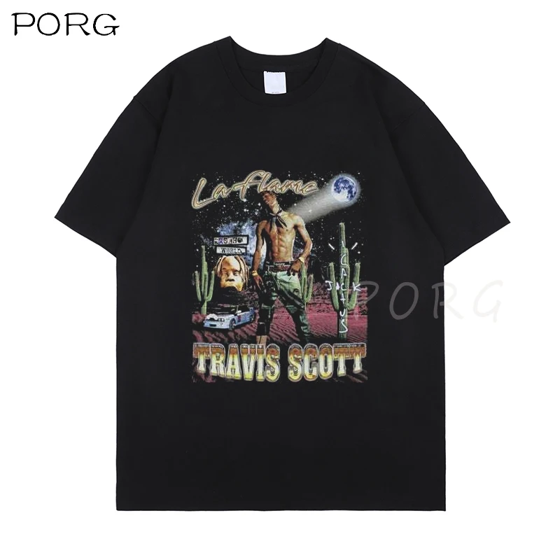 

Travis Scott T-shirt Vintage Rap Tee Shirt Droshipping T Shirt Men Women Summer Harajuku HipHop Tee Tops Print Hip Hop TShirts