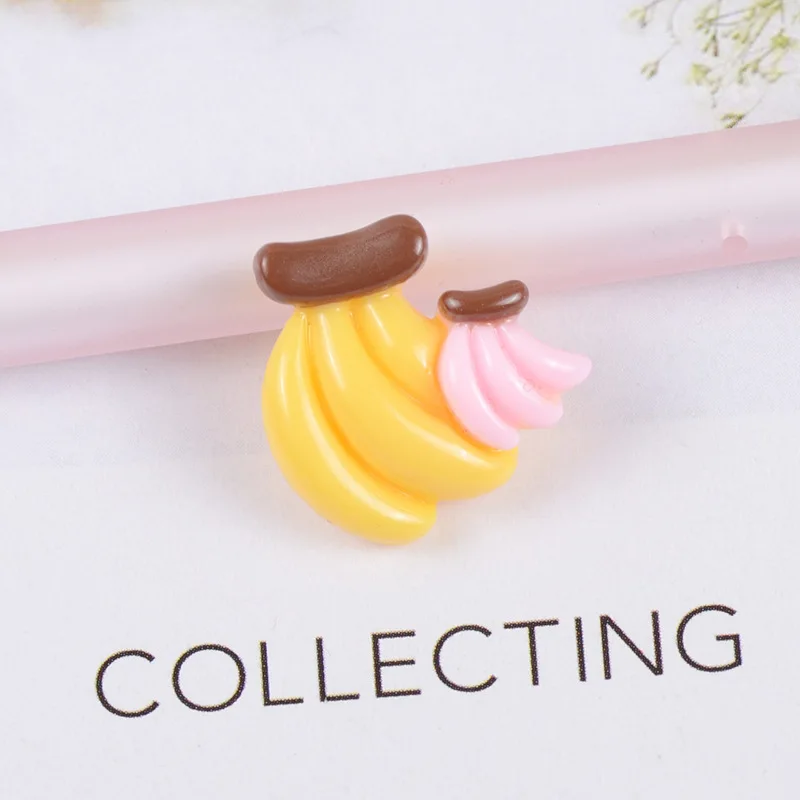 Симпатичные Клубника банан Кабошон из смолы с плоской задней стороной Скрап