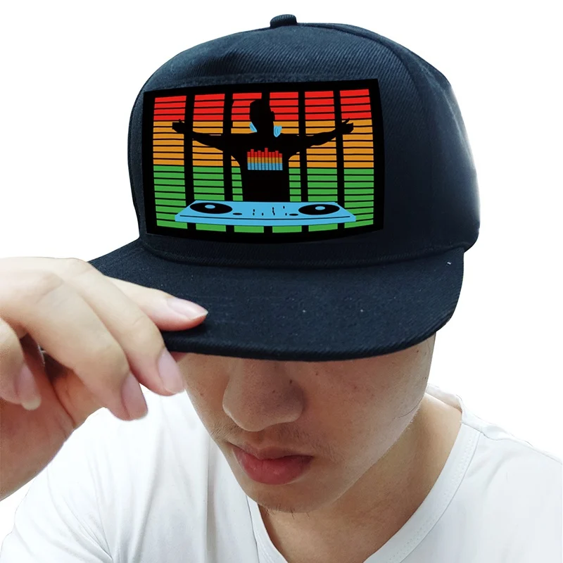 Светящаяся звуковая активированная бейсбольная кепка DJ светодиодный мигающий головной убор со съемным экраном вечерние шляпы для мужчин женщин подарки на Хэллоуин
