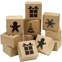 hot 30 kraft cardboard bakery cookie boxes set 4x4x2 5inch auto popup for christmas cupcakes cookies brownies donuts