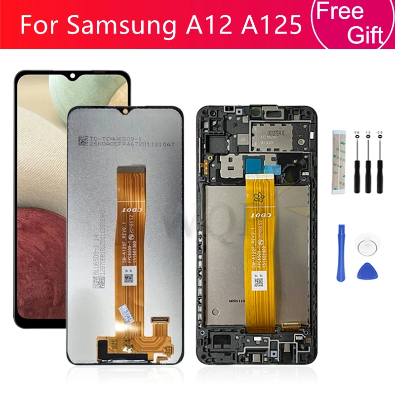 

For Samsung Galaxy A12 A125 display LCD touch screen digitizer Assembly With Frame replacement Repair Part 6.5"