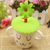 cute flowers adorn water drinking cup lid silicone anti dust bowl cover cup seals glass cap