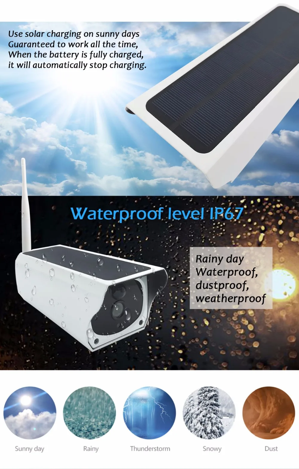 Камера Солнечная HD CCTV видеонаблюдения ip-камера Wi-Fi беспроводная наружная IP67 водонепроницаемая облачная ИК P2P Внешняя камера