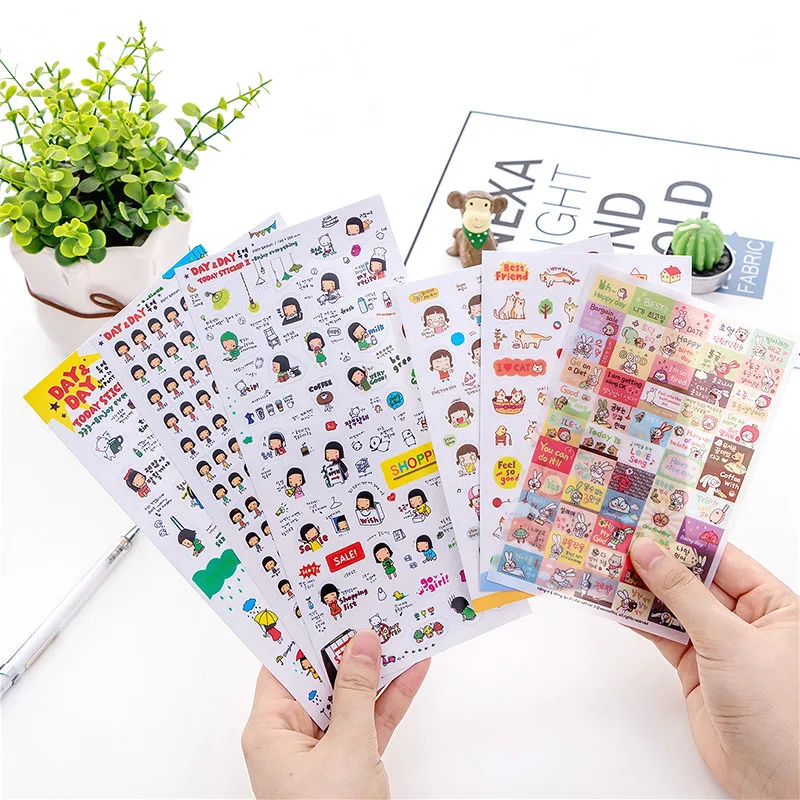 6 шт наклейки с милыми рисунками Kawaii канцелярские Бумага стикер на клейкой основе