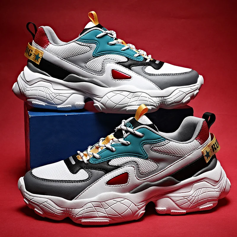 Luxury Brand Designed Men Dad Chunky Sneakers Big Sole Trending Street Walking Shoes Fashionable Running For Young Hip Hop | Спорт и