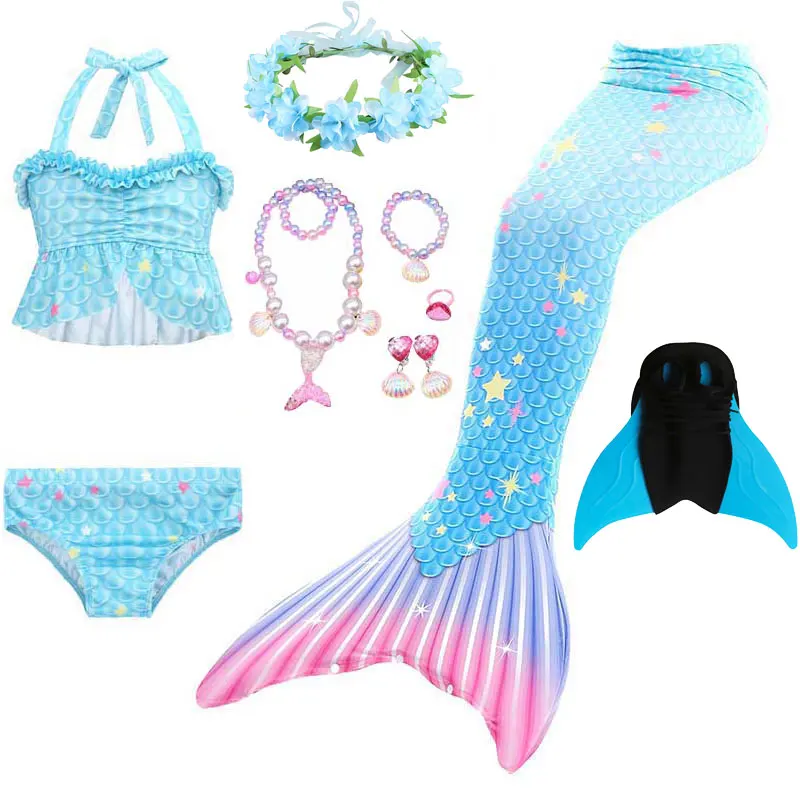 

Детский женский костюм Русалочки, бикини, купальный костюм для девочек, купальная одежда, платье принцессы с хвостом русалки, Аниме Костюм