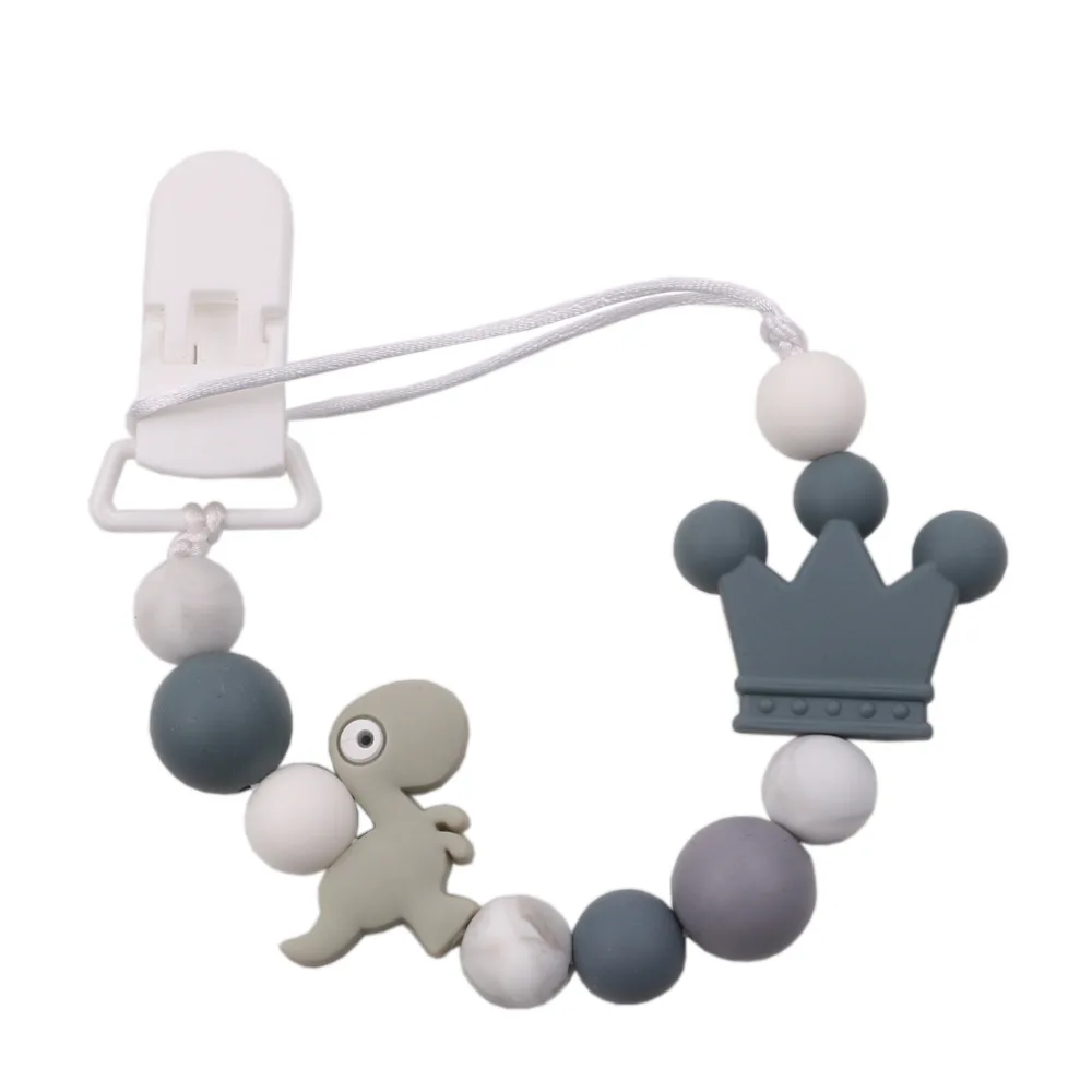 

Baby Pacifier Clips Wood Teething Beads Wooden Dummy Pacifier Clip Holder Chain Safe Teethers Toy Pendent For Pacifier