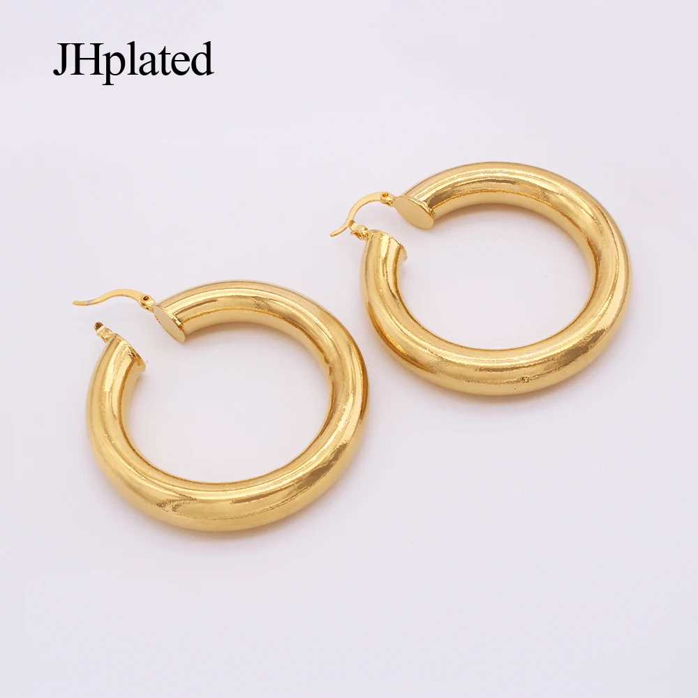 

24K gold plated hoops pircing big round Large earrings for women Hoop Earring piercings accesories gifts Jewelry ear rings