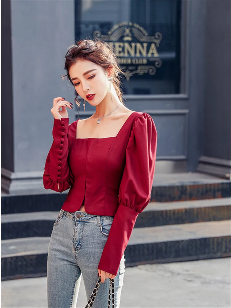 2020 Blusa Real Hot Sale  Size Zanzea Blouse Korean Vadim Women Tops Shirt Temperament Slim Fit Puff Sleeve