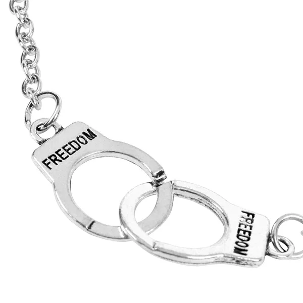 Серебряная цепочка с подвеска в виде наручников ожерелье|silver chain|chain with pendantsilver