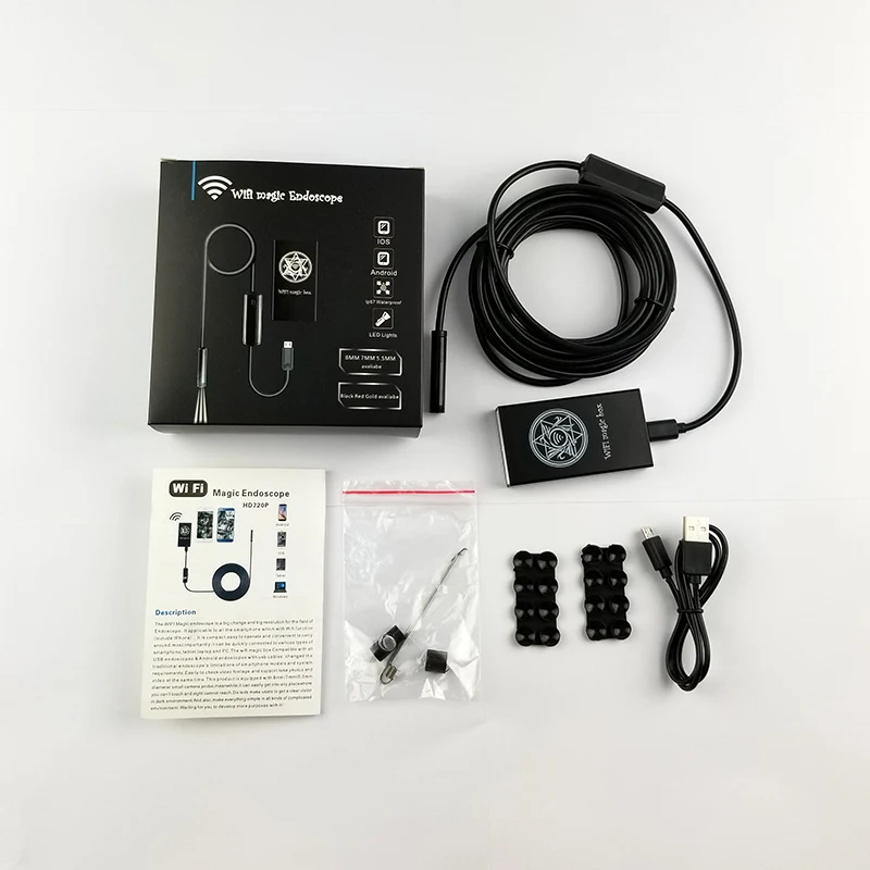 

F100 5.5mm Lens Wifi Endoscope Camera wireless inspection borescope Waterproof 6 LEDs USB Endoscopy Android IOS