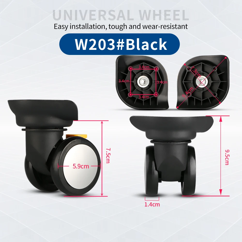 TANGYIPIN W203 Luggage Wheel Trolley Password Box Caster Repair Suitcase Accessories Replacement Universal Plastic Silent Wheels