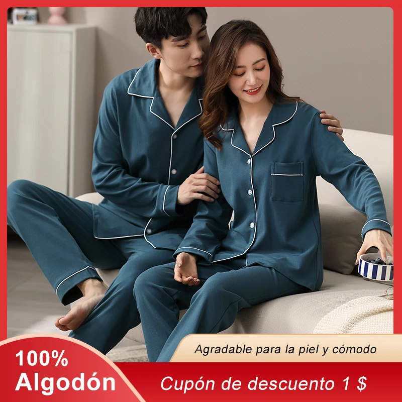 Winter 100% Cotton Couple Pyjamas Men and Women PJ Sleepwears Couple Christmas Pajamas Men Nightwear Homewear Couple Pijamas