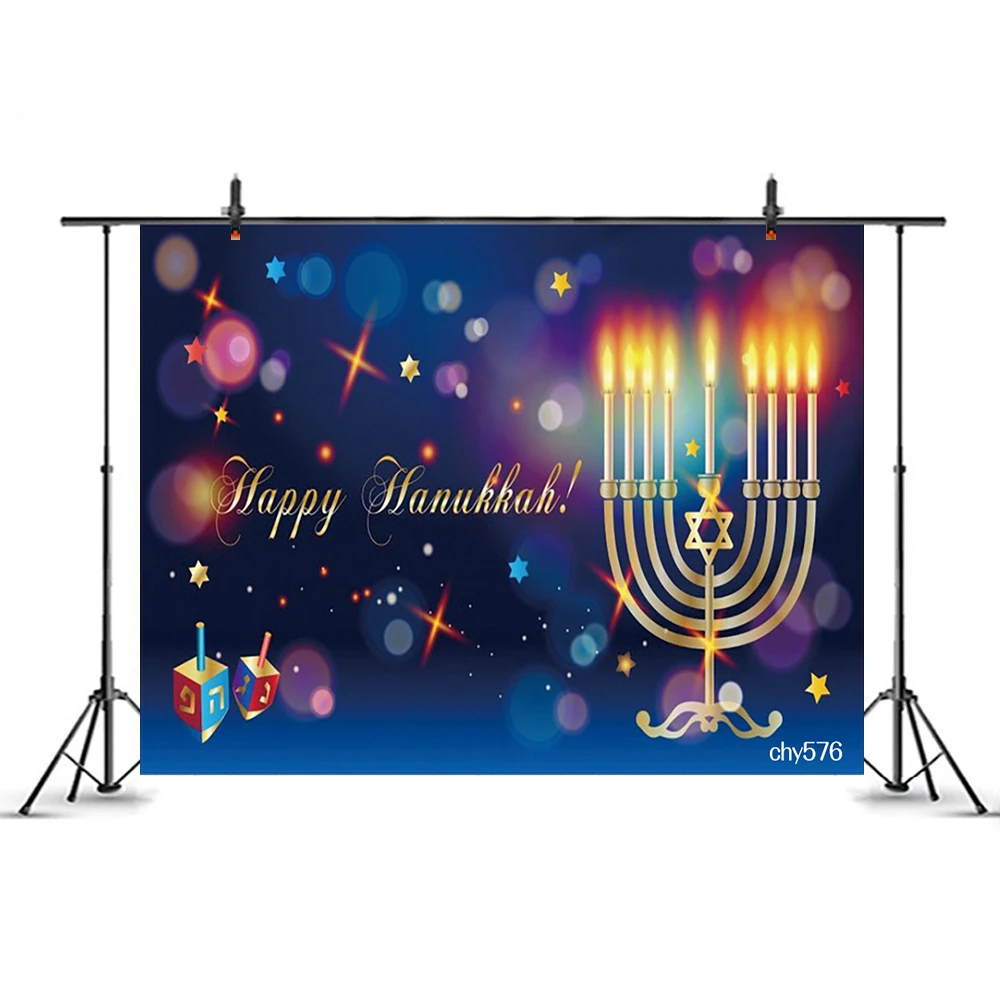 

Виниловый фон для фотосъемки LEVOO с изображением еврейской Хануки для вечеринки Menorah Bokeh Lights