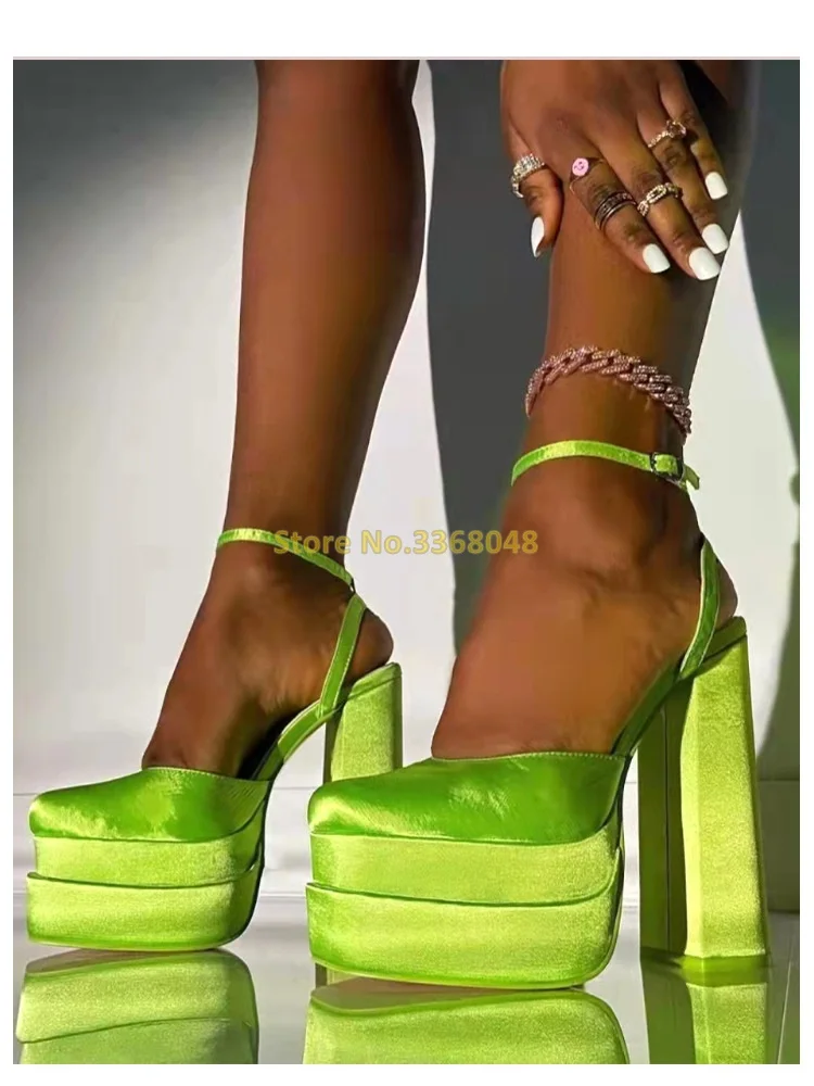 

Velvet Platform Shoes Chunky Heel Ankle Crystal Strap Square Toe Solid Fashion Women Shoes High Heel Hot Sale Sandals