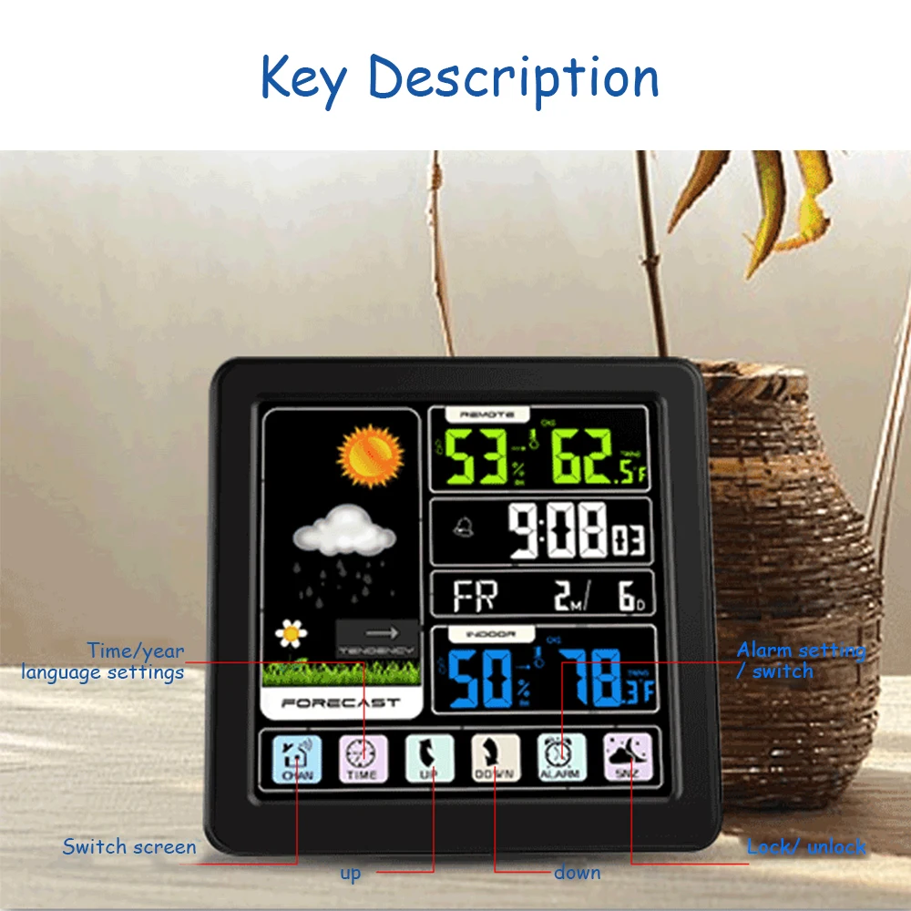 TS-3310 термометр многофункциональный сенсорный экран комнатный беспроводной