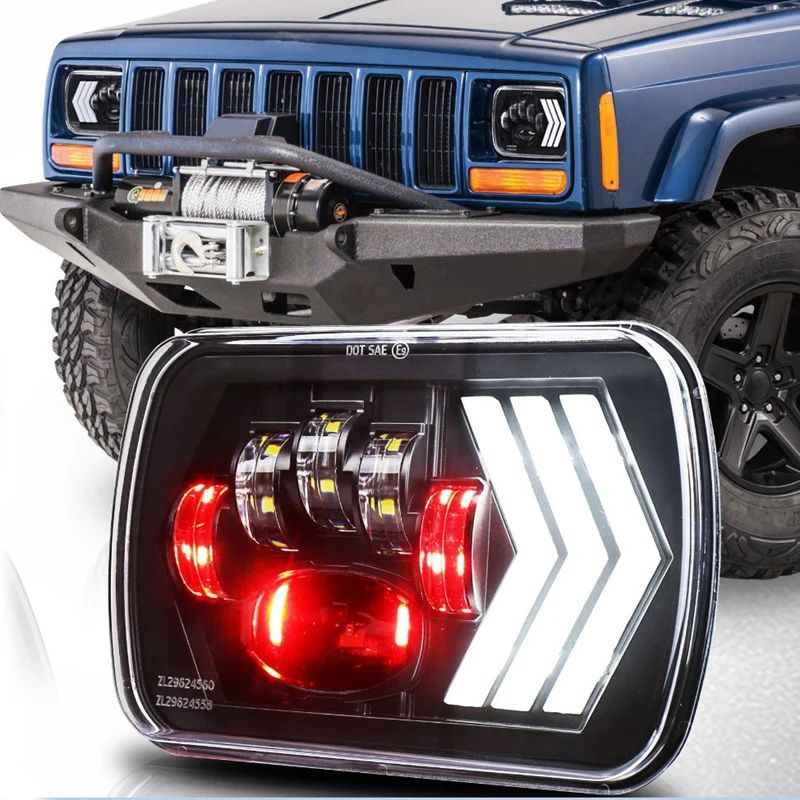 2 шт. 5X7 дюймов светодиодный налобный фонарь Angel Eye 55 Вт 4800Lm H4 жгут проводов фар для