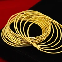 1pcs african gold bracelet for women wedding engagement jewelry yellow gold color bangles femme bridal sets pulsera para mujer