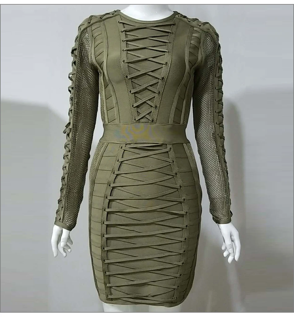 Vestido, обтягивающее платье preto das mulheres, новинка, сексуальная мода, комбинированная сетка, перекрещивающаяся повязка, Vestido, длинный рукав