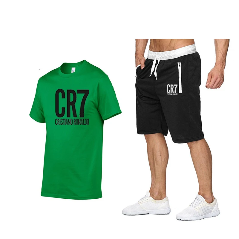 

2021 AliExpress new summer foreign trade men's short-sleeved T-shirt shorts suit fashion letter printing T-shirt set