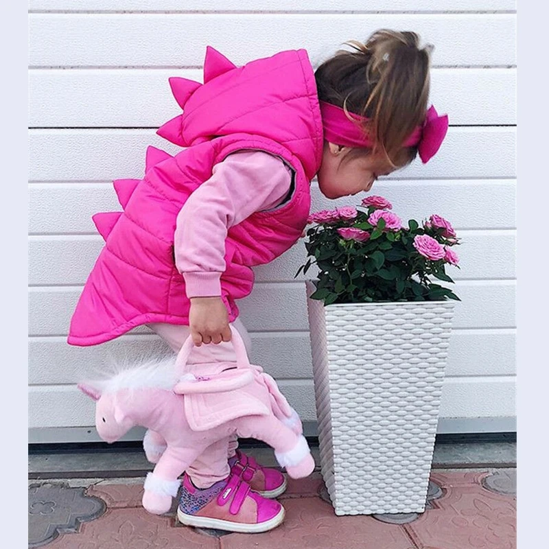 Лидер продаж новинка Осень зима детские жилеты с динозавром для девочек верхняя