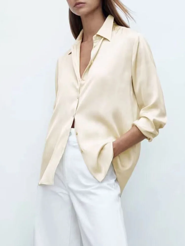 Новинка 2021 Женская Элегантная универсальная рубашка на пуговицах с лацканами и