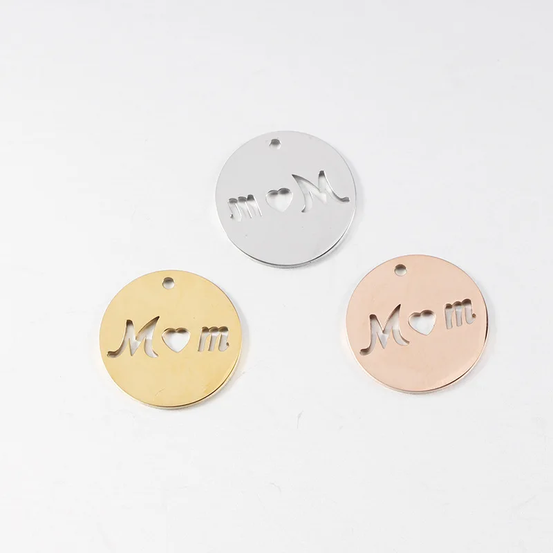 

30pcs/Lot Stainless Steel Mirror Polish Mom Charm Pendants For DIY Necklace Bracelet Jewelry Making Wholesale 20mm
