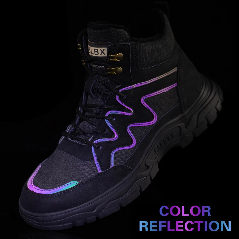 New Work Boots Safety Steel Toe Shoes Men Protective Shoes Work Sneakers Anti-smash Anti-puncture Safety Shoes Hiking Boots