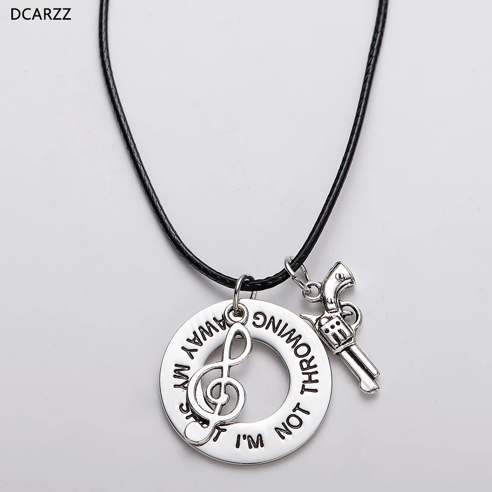 

2020 Ha milton Broadway Musical Choker Necklace Gun,Music Symbol Charm Women Girls Letter Circle Pendant Jewelry Wholesale