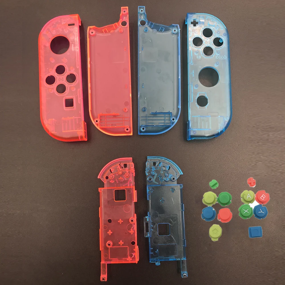 ClearPink ClearBlue 10 комплектов пластиковый чехол Joy Con для nintendo Switch, прозрачный пользовательский контроллер, цветные кнопки - Цвет: ClearPink ClearBlue