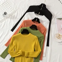 solid pullover women sweater knitted soft o neck pull femme autumn winter slim long sleeve top office lady basic jersey mujer