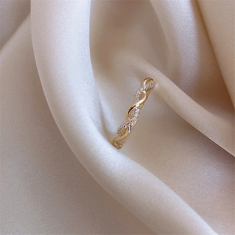 

Korean Pop Gold Woven Twist Open Adjustable Index Finger Ring For Women Girls Party Ring Jewlery Accessory