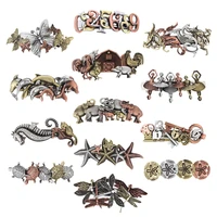 1pc retro steampunk hairpin brushed animals number alloy hairpins spring clip for women girl punk jewelry accessory