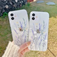 lavender flower pattern phone case for iphone 11 12 pro max 12 mini xs max xr x xs 7 8 plus 6 6s plus clear tpu protection cover