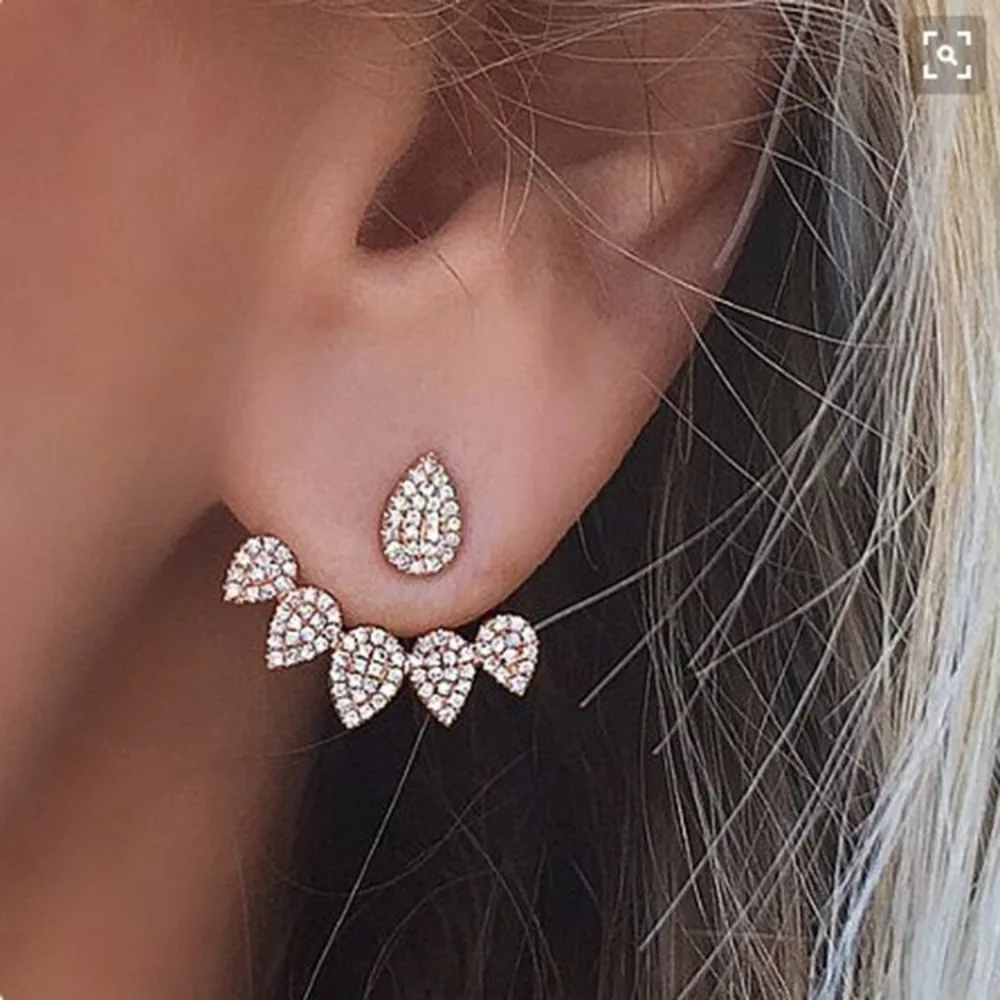 

AMC Tiktok Jewelry 1Pc Leaves Earcuffs AAA Cubic Zirocn Clip On Stud Earring Piecing Bridal Wedding Jewelry Gift for Women