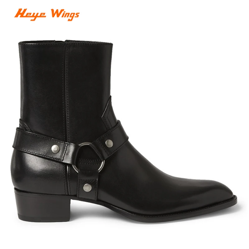 Черные и уличные высокие ботинки ручной работы Wyatt Гарри пряжка кольцо ремешок