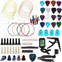 65pcs guitar tool changing kit strings pick capo windercutter tuner accessories kit strings picks holder storage bag