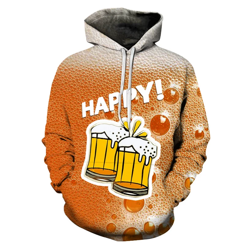 3D мужская желтая Толстовка с принтом пива модные мужские толстовки длинным